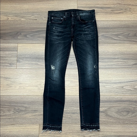 R13 Alison Skinny Distressed Jeans in Strummer Black Size 26 - Picture 1 of 16